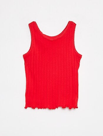 Singlet van ribstof met kant