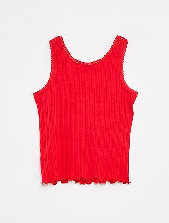 Singlet van ribstof met kant