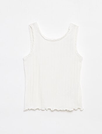 Singlet van ribstof met kant