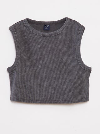 Singlet van ribtricot met verwassen effect