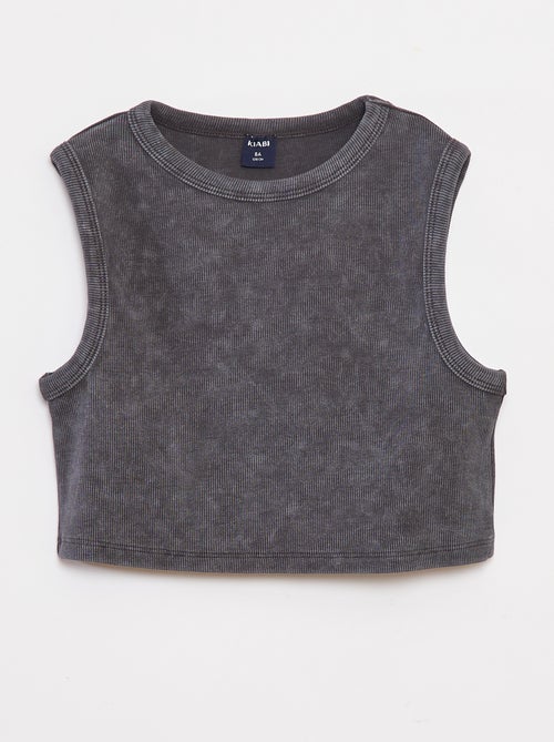 Singlet van ribtricot met verwassen effect - Kiabi