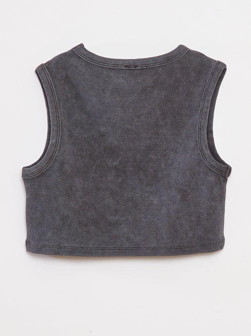 Singlet van ribtricot met verwassen effect - Kiabi