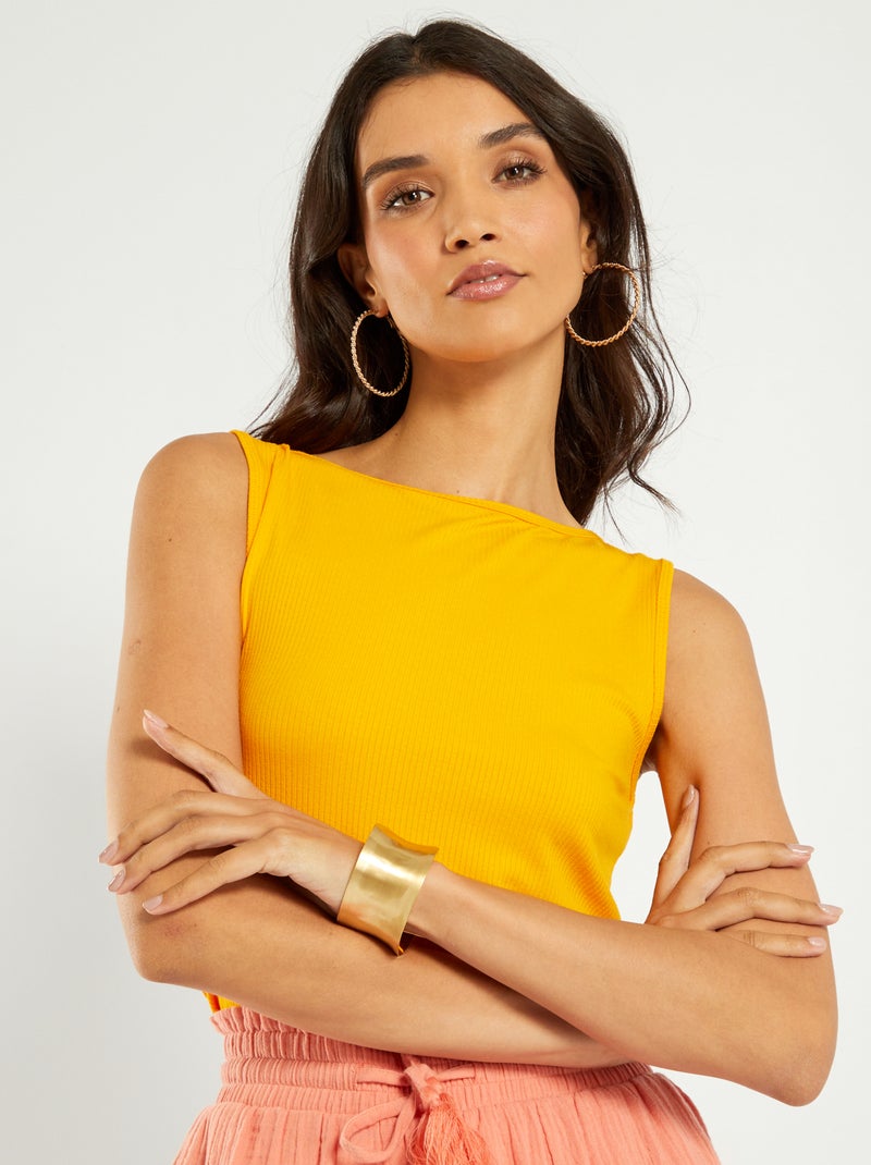Singlet van ribtricot ORANJE - Kiabi