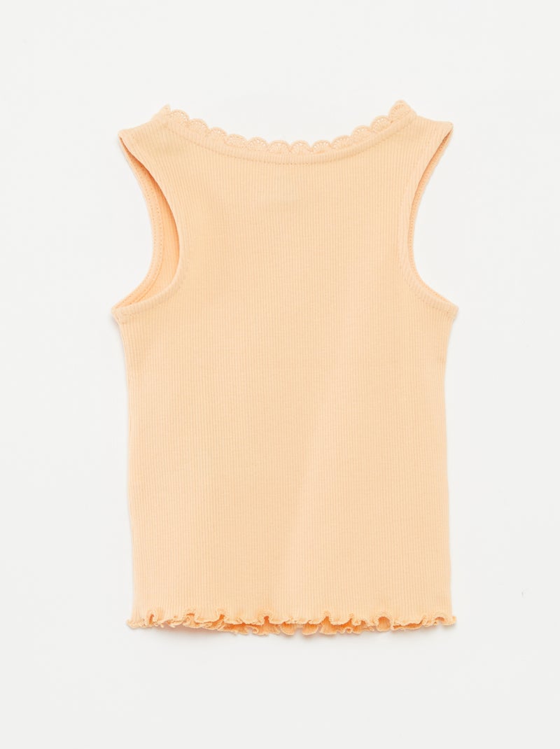 Singlet van ribtricot ORANJE - Kiabi