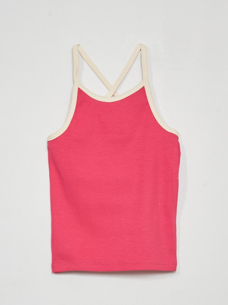 Singlet van ribtricot roze - Kiabi