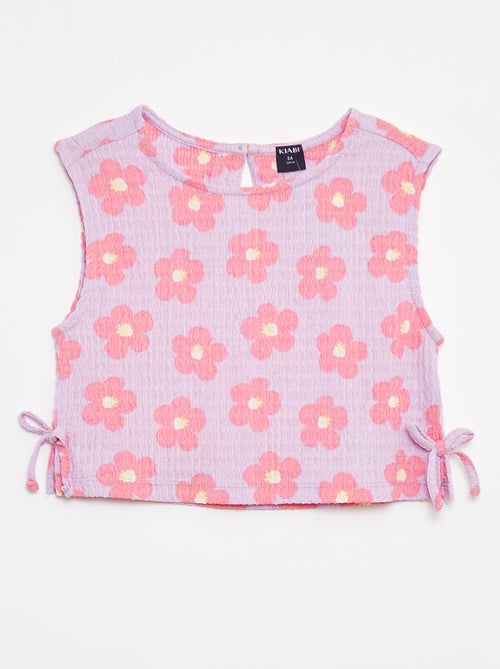 Singlet van tricot met wafeltextuur en motiefje - Kiabi