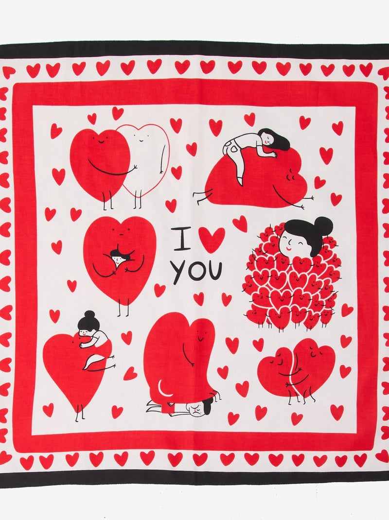 Sjaal (65x65 cm) 'Agathe Sorlet x Kiabi' - Valentijnsdag Wit - Kiabi