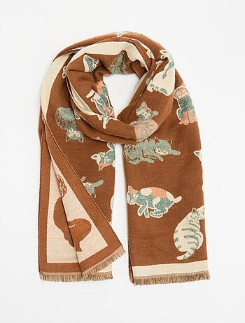 Sjaal met kattenprint