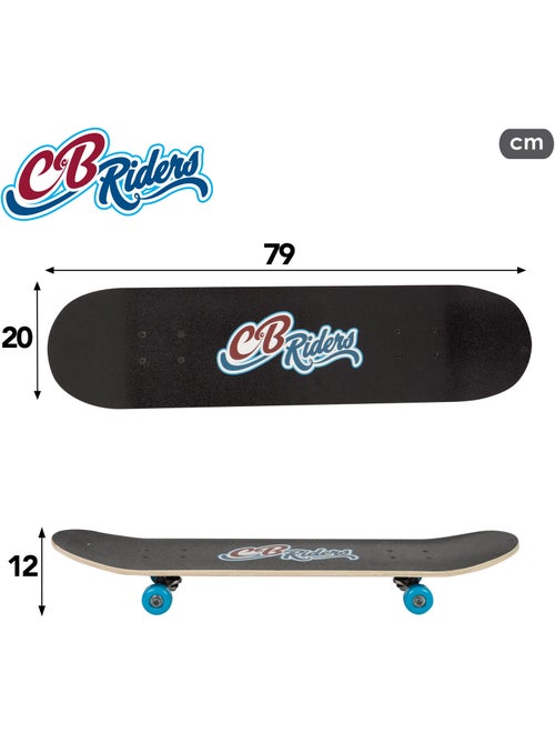 Skateboard en bois retro 80's avec axe en aluminium 79x20 cm cb riders - Kiabi