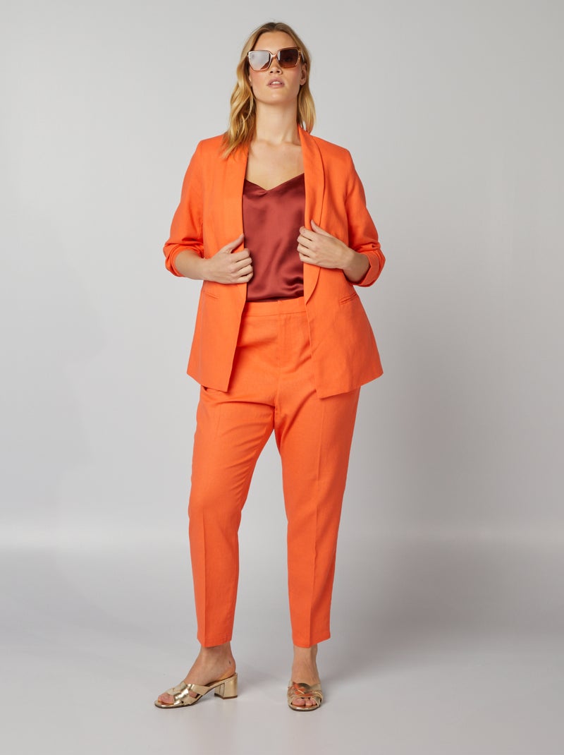 Skinny broek - bevat linnen ORANJE - Kiabi