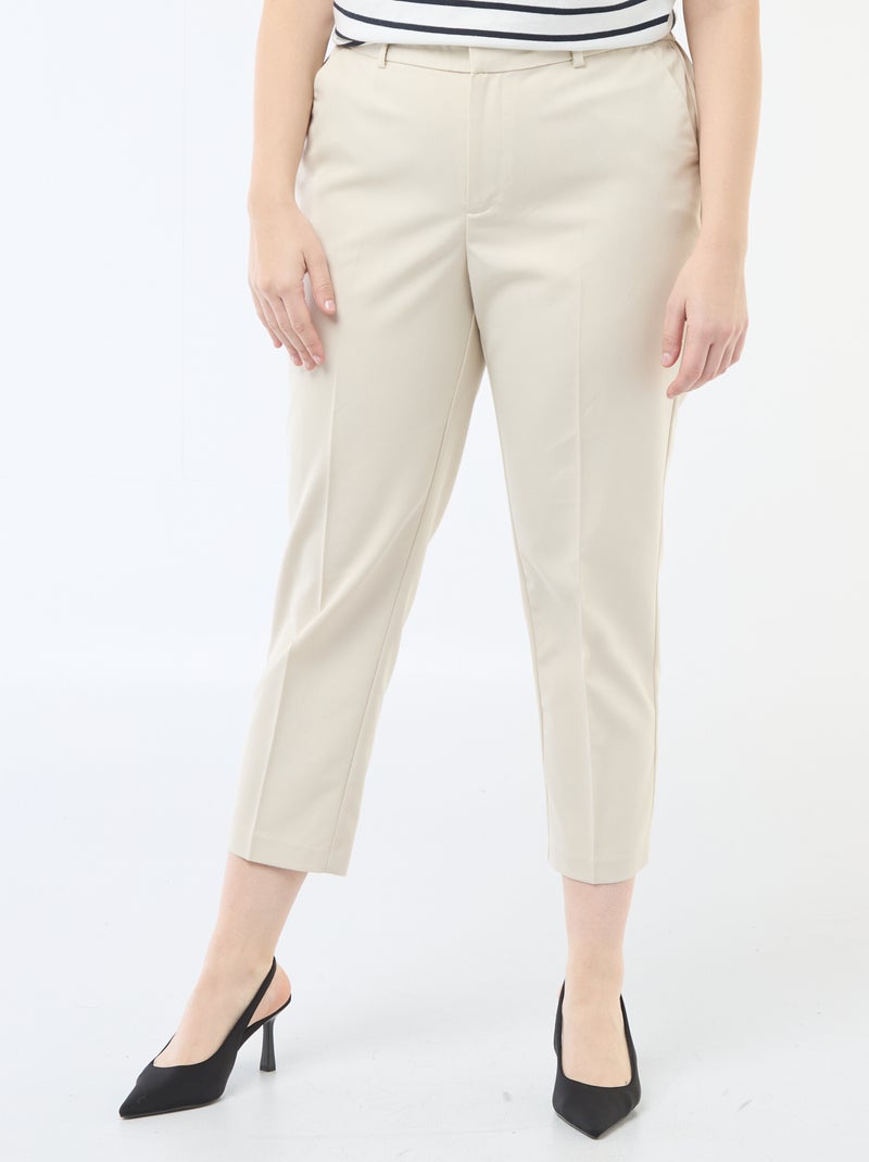 Skinny broek haak- en ritssluiting Biege - Kiabi
