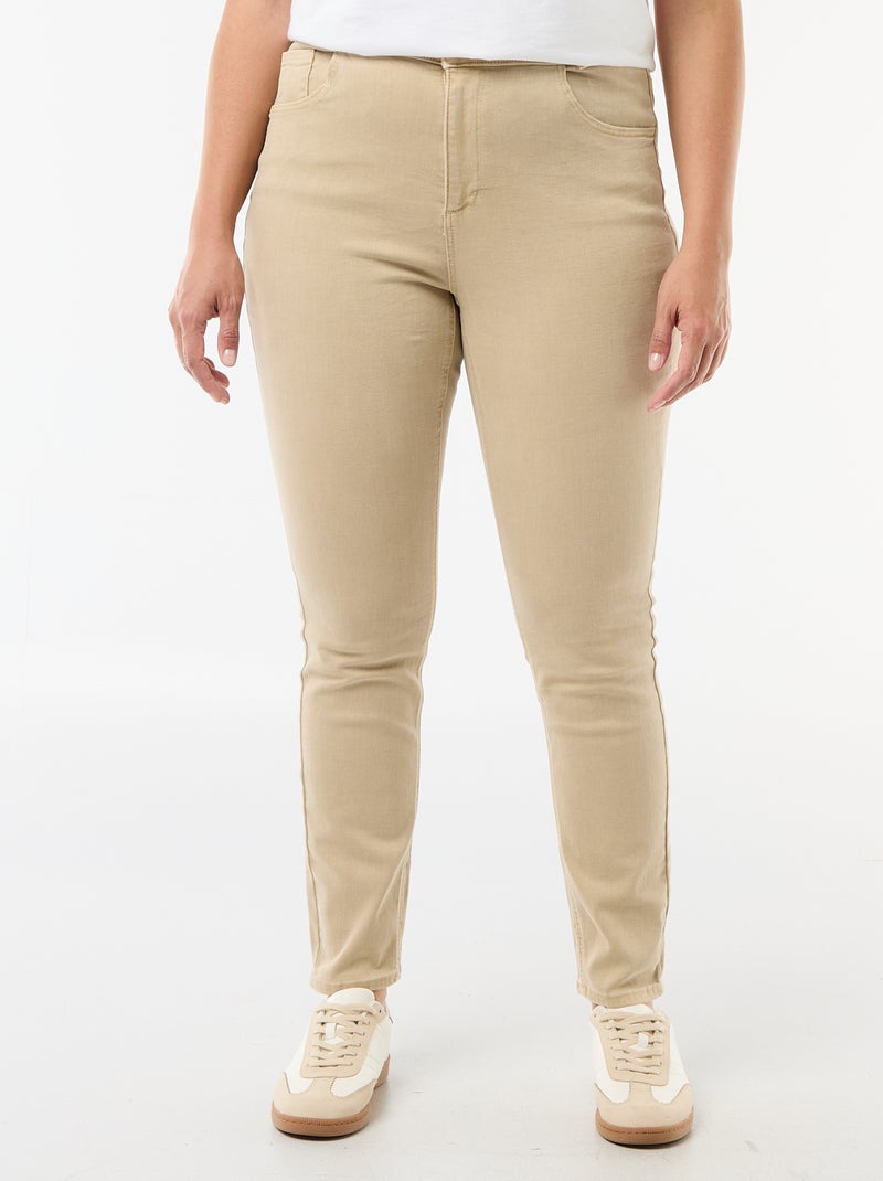 Skinny broek met hoge taille Biege - Kiabi