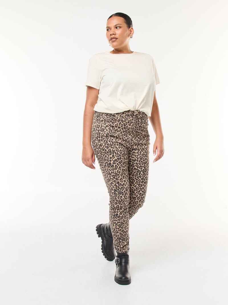 Skinny broek met hoge taille Biege - Kiabi