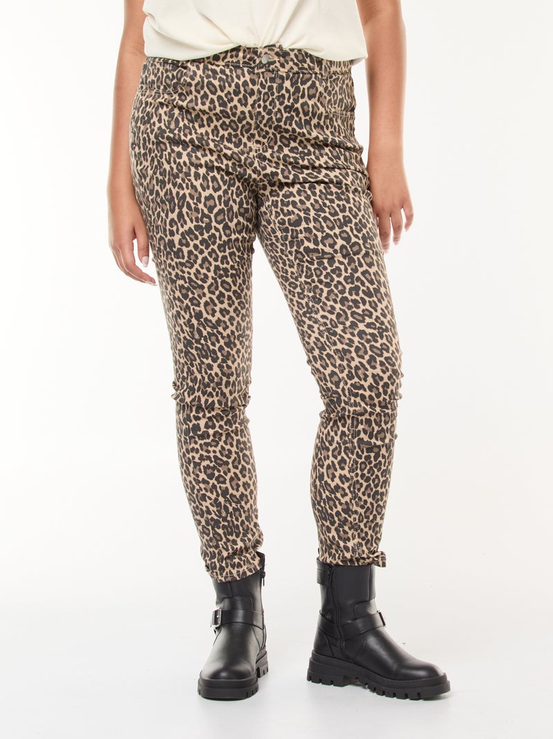 Skinny broek met hoge taille Biege - Kiabi
