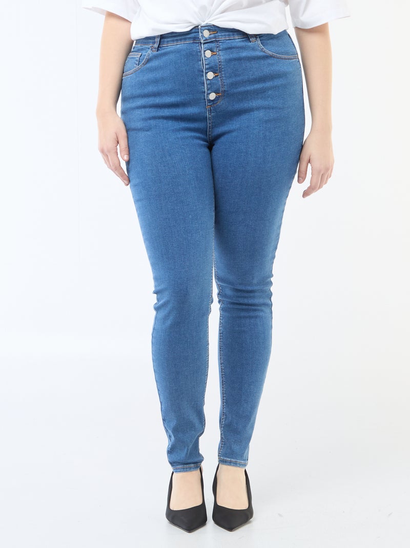 Skinny broek met zeer hoge taille - L32 Blauw - Kiabi