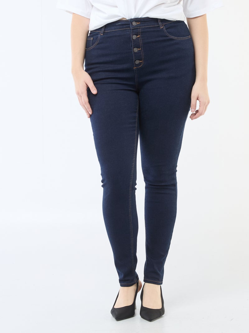 Skinny broek met zeer hoge taille - L32 Blauw - Kiabi