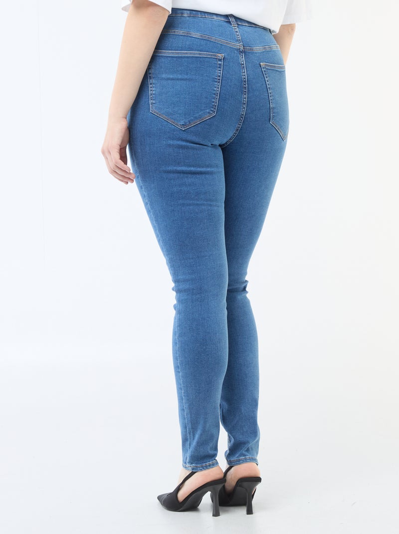 Skinny broek met zeer hoge taille - L34 Blauw - Kiabi