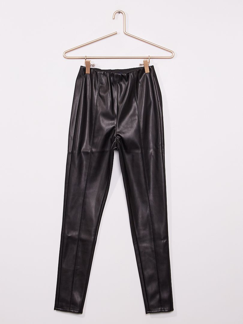 Skinny broek van imitatieleer zwart - Kiabi