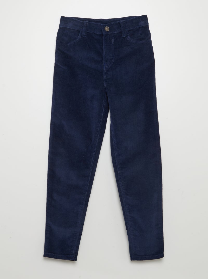 Skinny broek van velours BLAUW - Kiabi