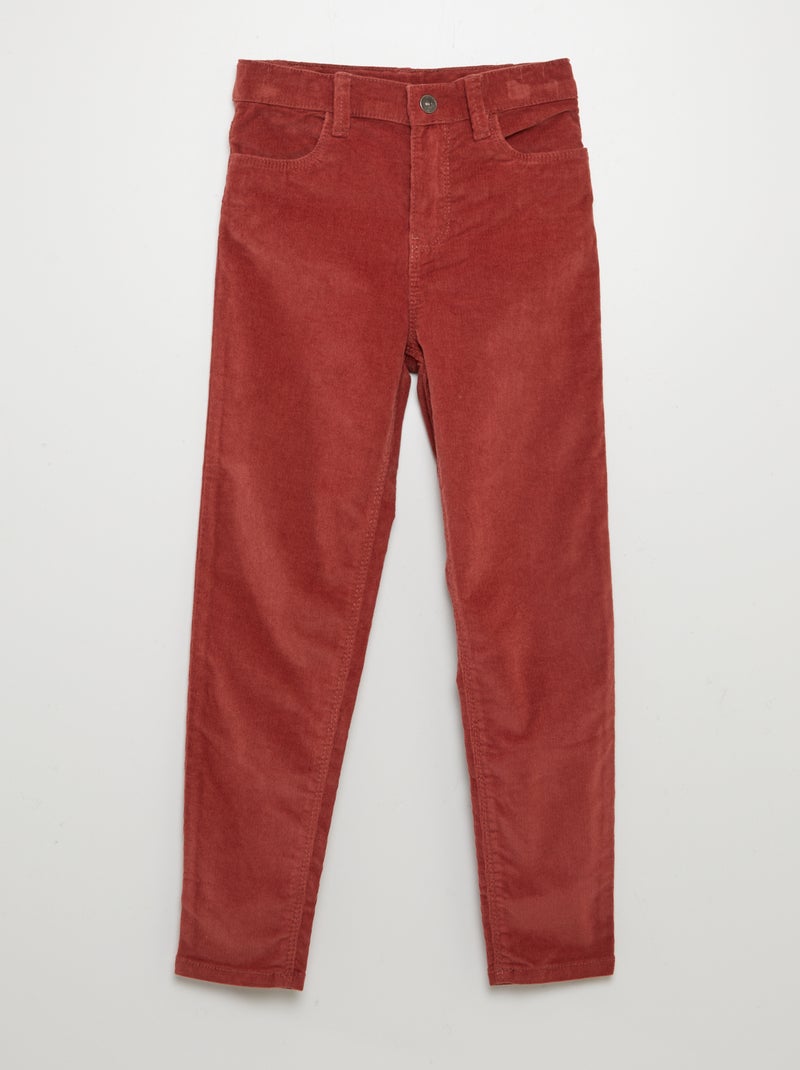 Skinny broek van velours ROOD - Kiabi