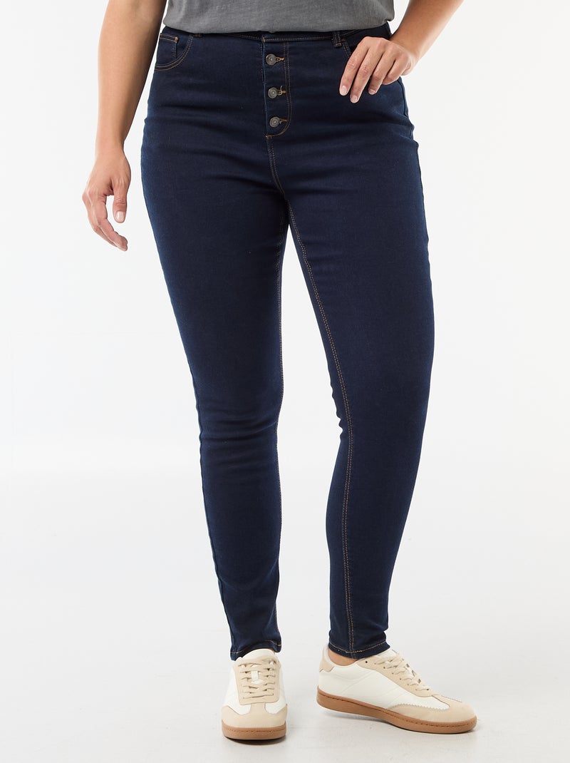 Skinny fit broek met zeer hoge taille - L30 Blauw - Kiabi