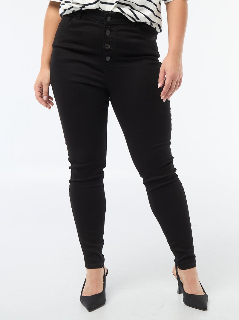 Skinny fit broek met zeer hoge taille - L30 Zwart - Kiabi