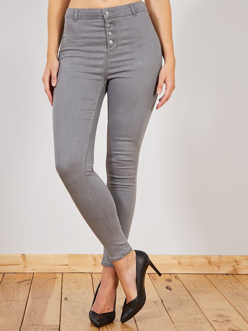 Skinny jeans met corrigerend effect GRIJS - Kiabi