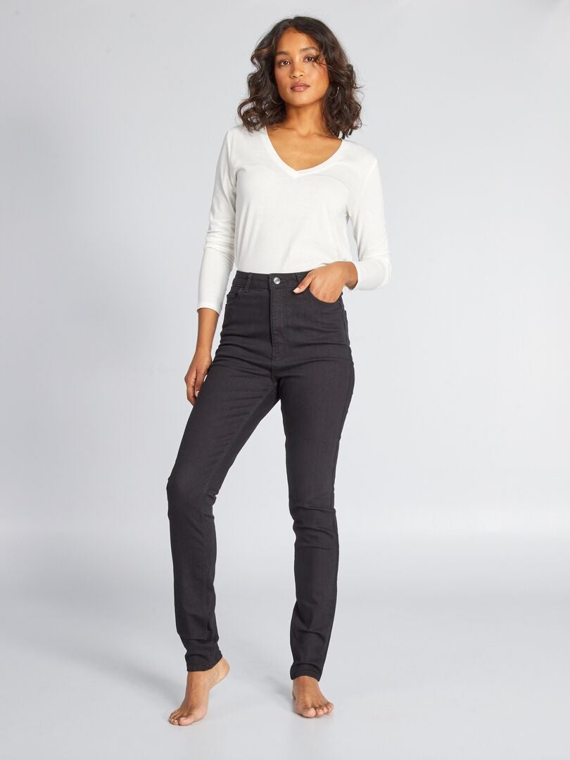 Skinny jeans met hoge taille - L30 ZWART - Kiabi
