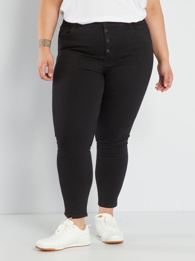 Skinny jeans met hoge taille - L32 ZWART - Kiabi
