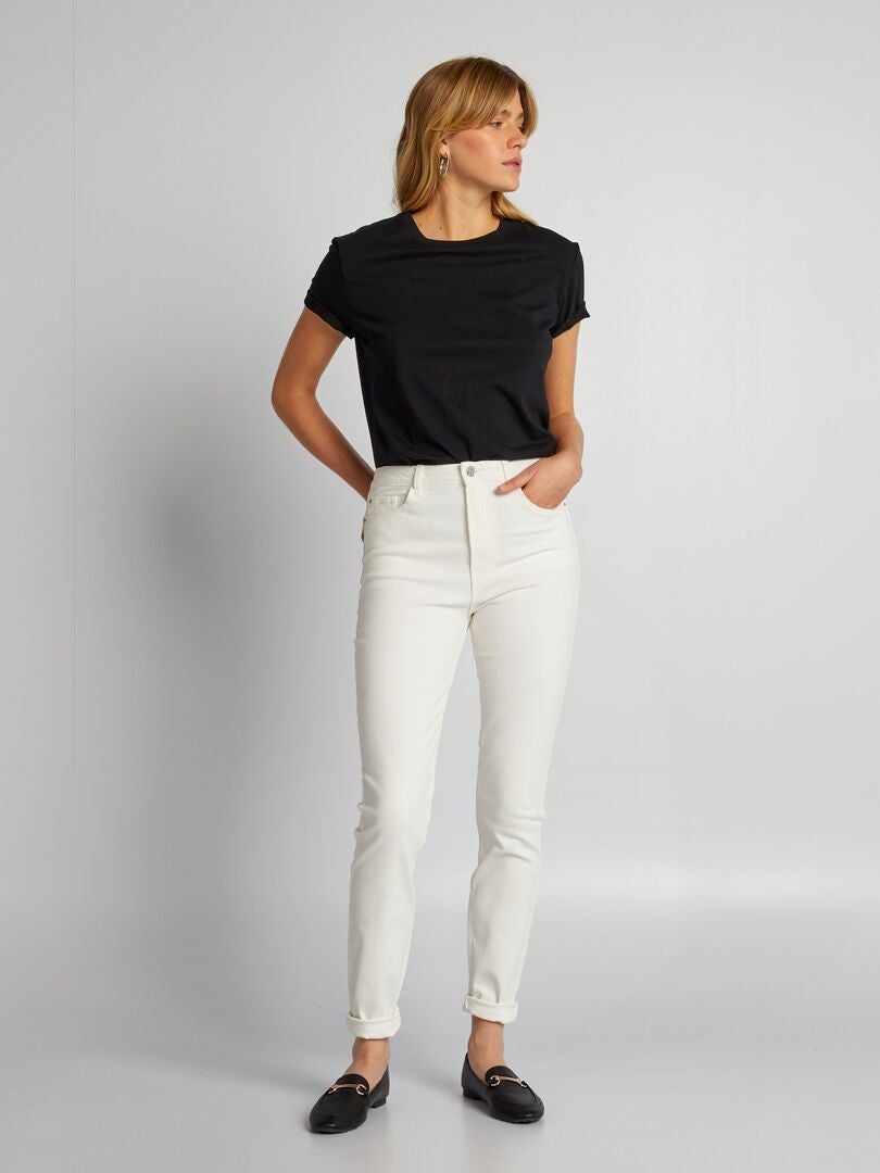 Skinny jeans met hoge taille - L34 WIT - Kiabi