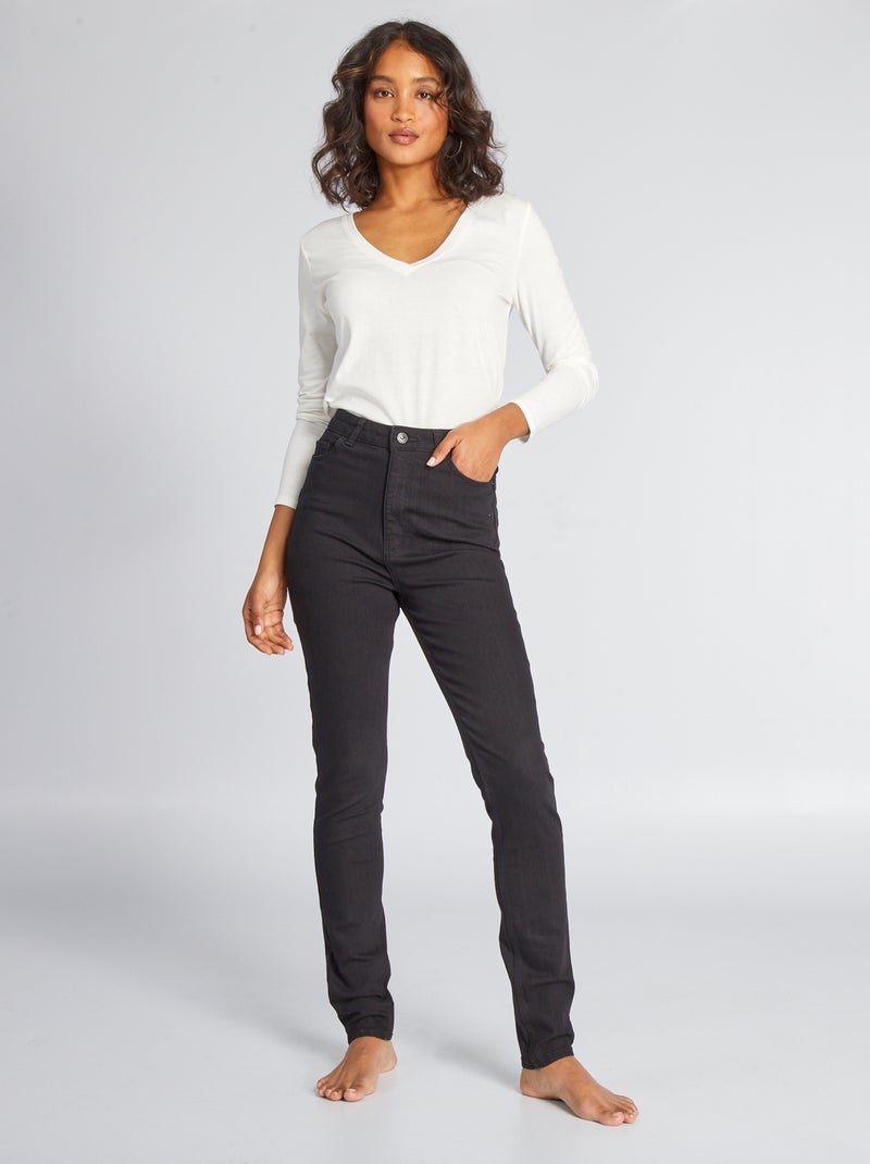 Skinny jeans met hoge taille - L34 ZWART - Kiabi