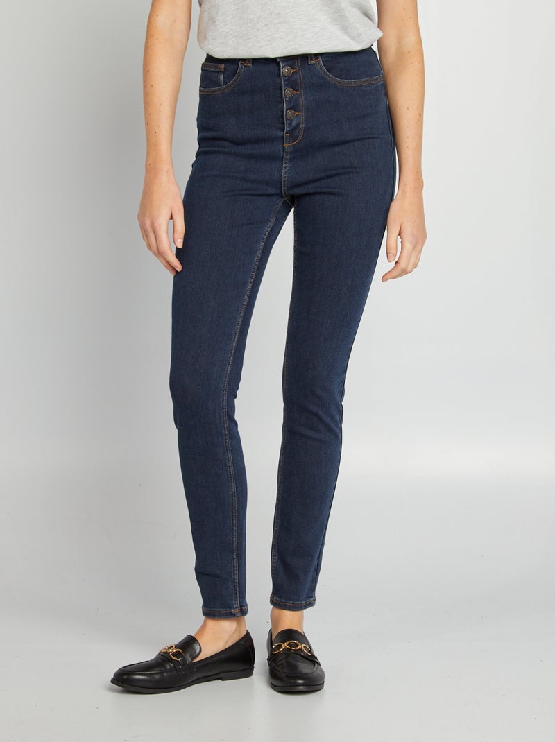 Skinny jeans met hoge taille BLAUW - Kiabi