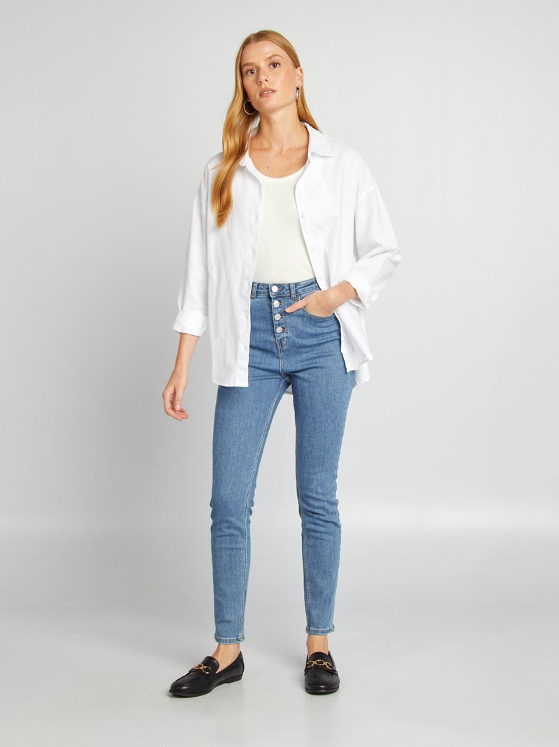 Skinny jeans met hoge taille BLAUW - Kiabi