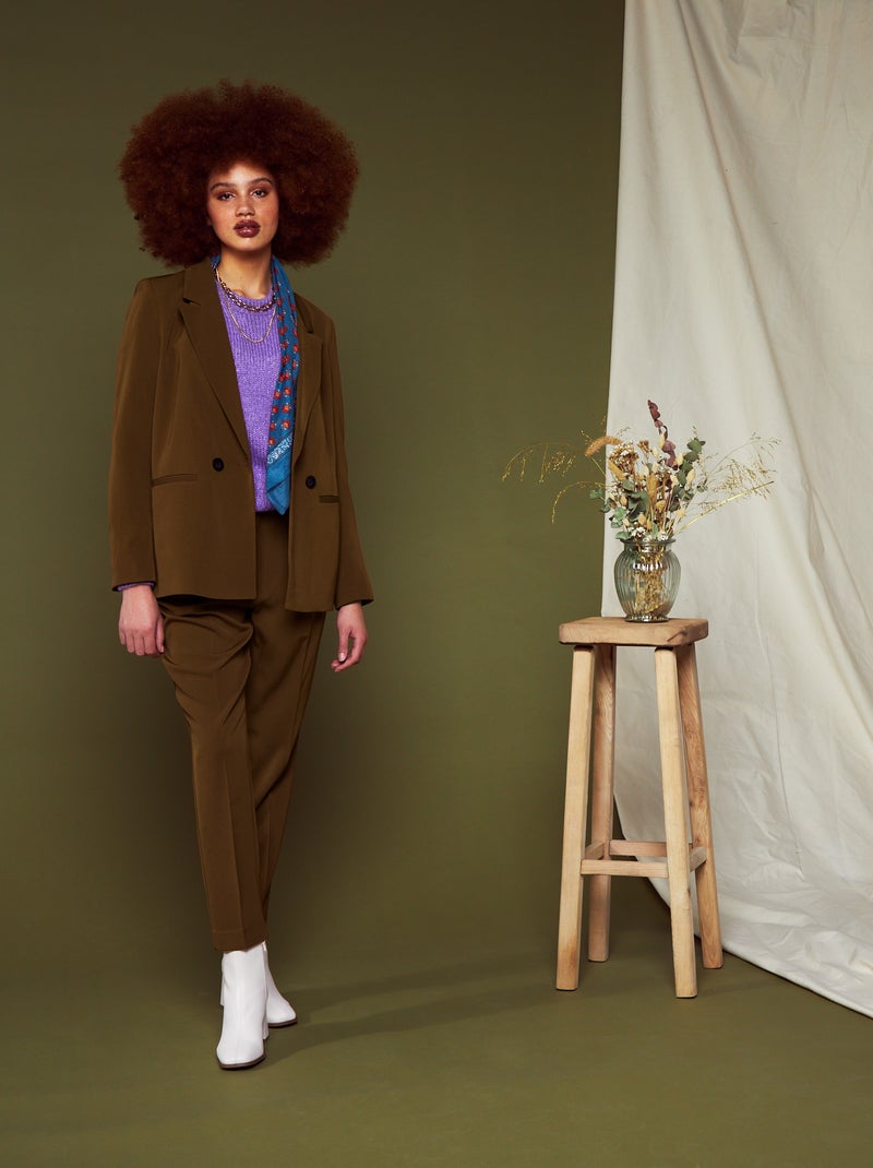 Skinny jeans met hoge taille BRUIN - Kiabi