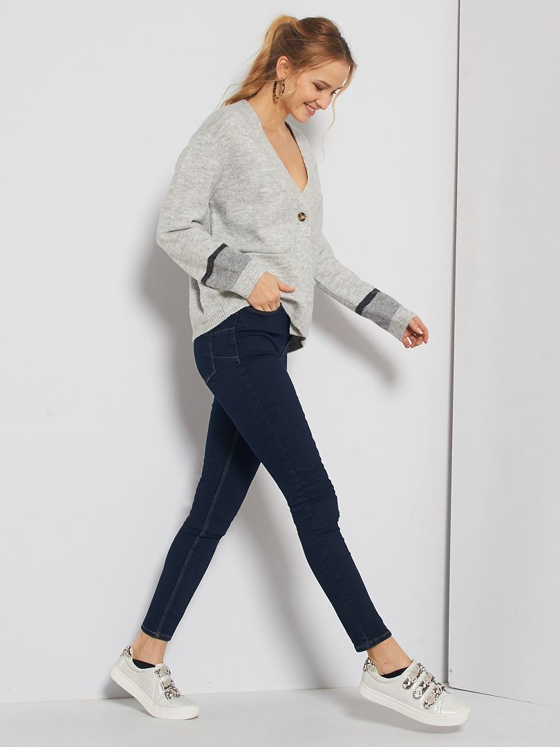 Skinny jeans met hoge taille en lengte US 34 BLAUW - Kiabi