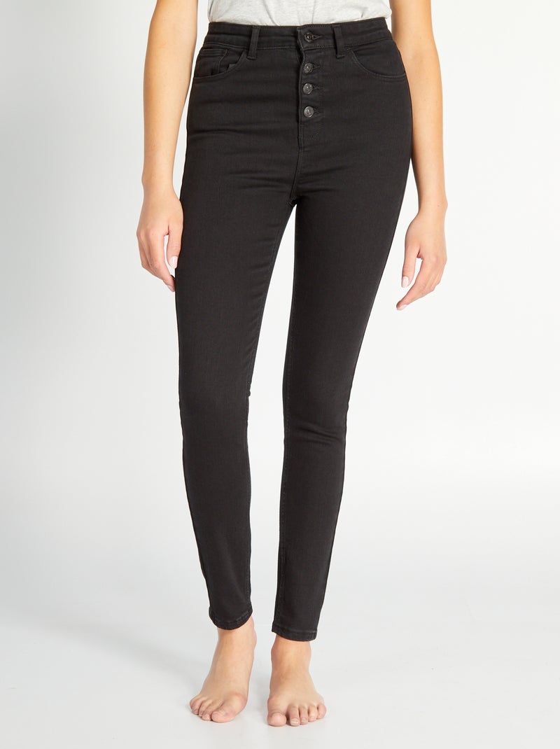 Skinny jeans met hoge taille ZWART - Kiabi
