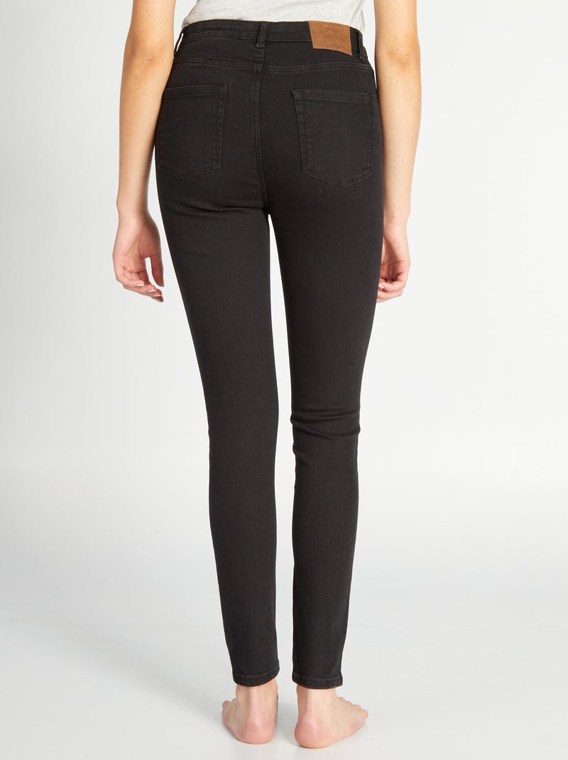 Skinny jeans met hoge taille ZWART - Kiabi