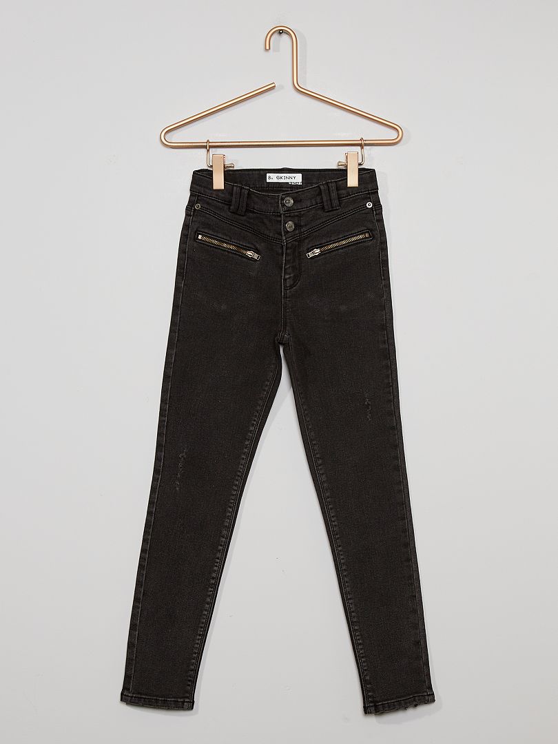 Skinny jeans met hoge taille ZWART - Kiabi
