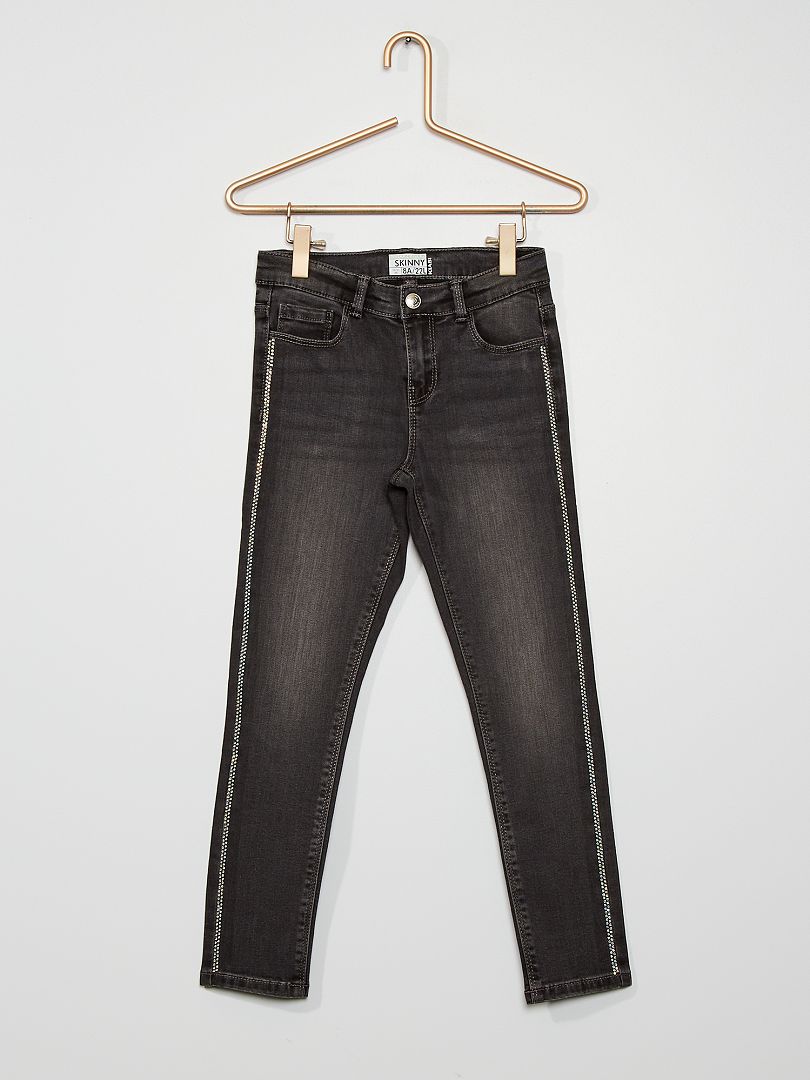 Skinny jeans met strassteentjes GRIJS - Kiabi