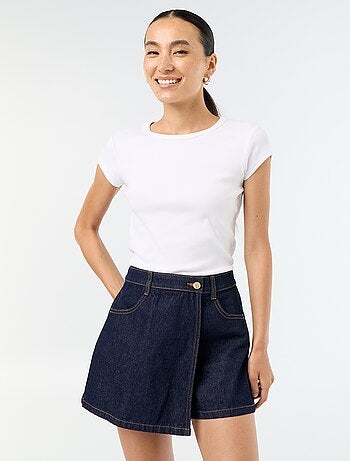 Skort en denim taille haute
