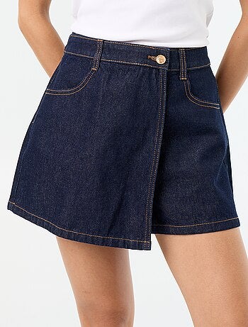 Skort en denim taille haute