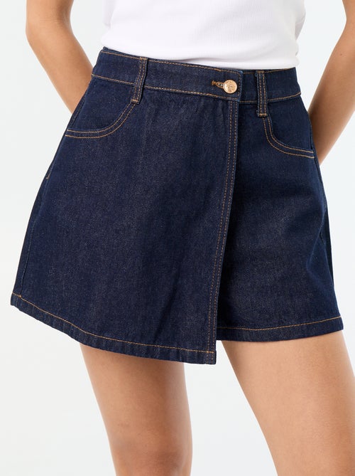 Skort en denim taille haute - Kiabi