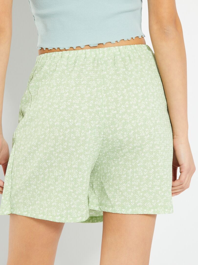 Skort met split en bloemenprint GROEN - Kiabi