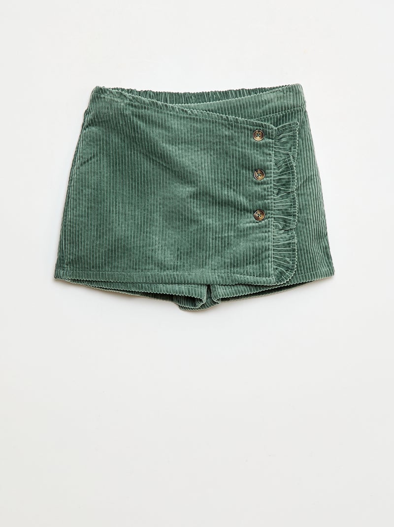 Skort van katoenen fluweel Groen - Kiabi