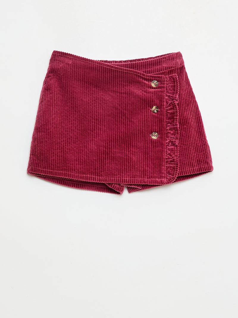 Skort van katoenen fluweel rood - Kiabi