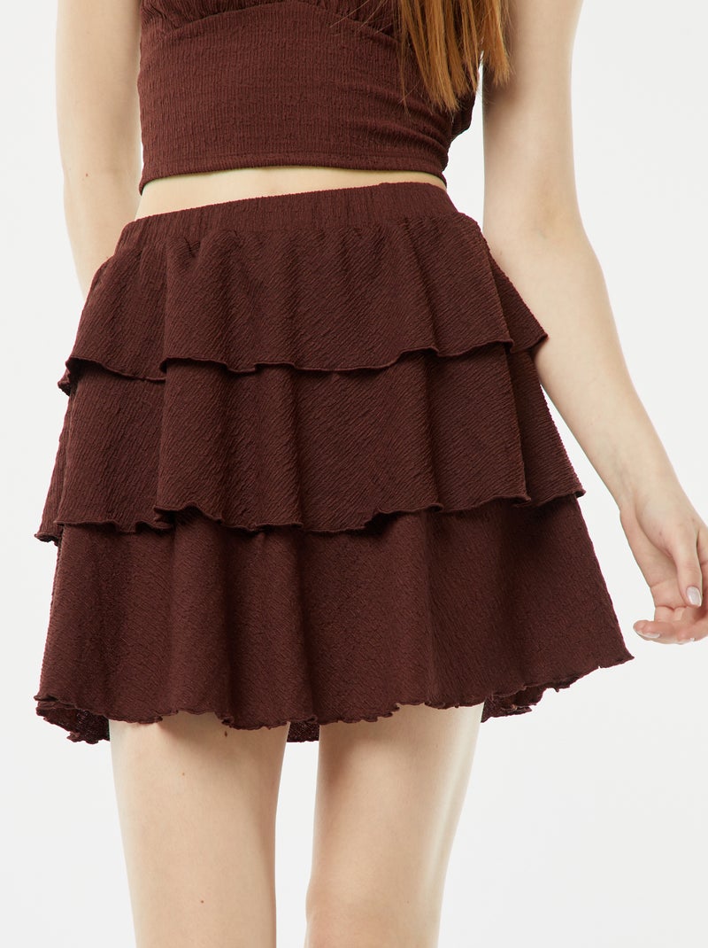 Skort van wafelstof BRUIN - Kiabi