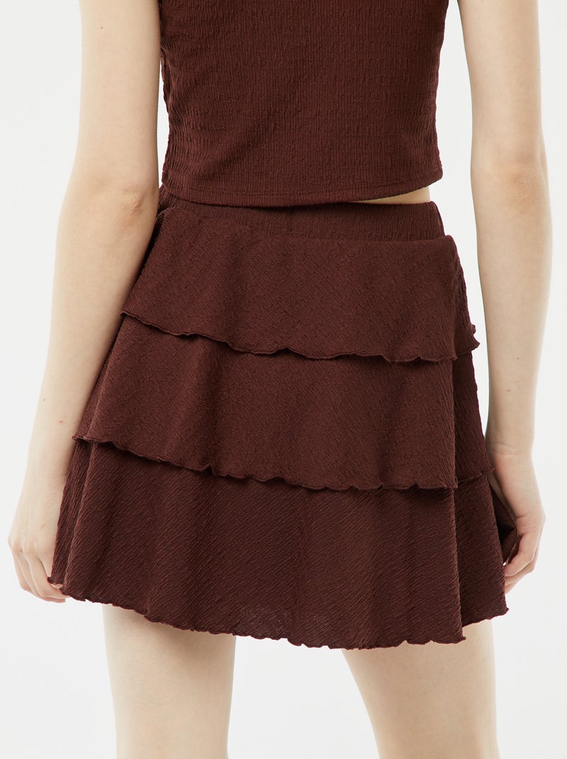 Skort van wafelstof BRUIN - Kiabi