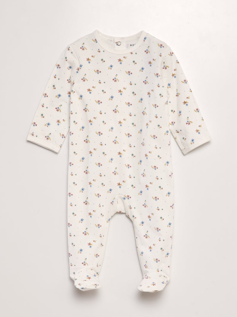 Slaappakje met voetjes en print WIT - Kiabi