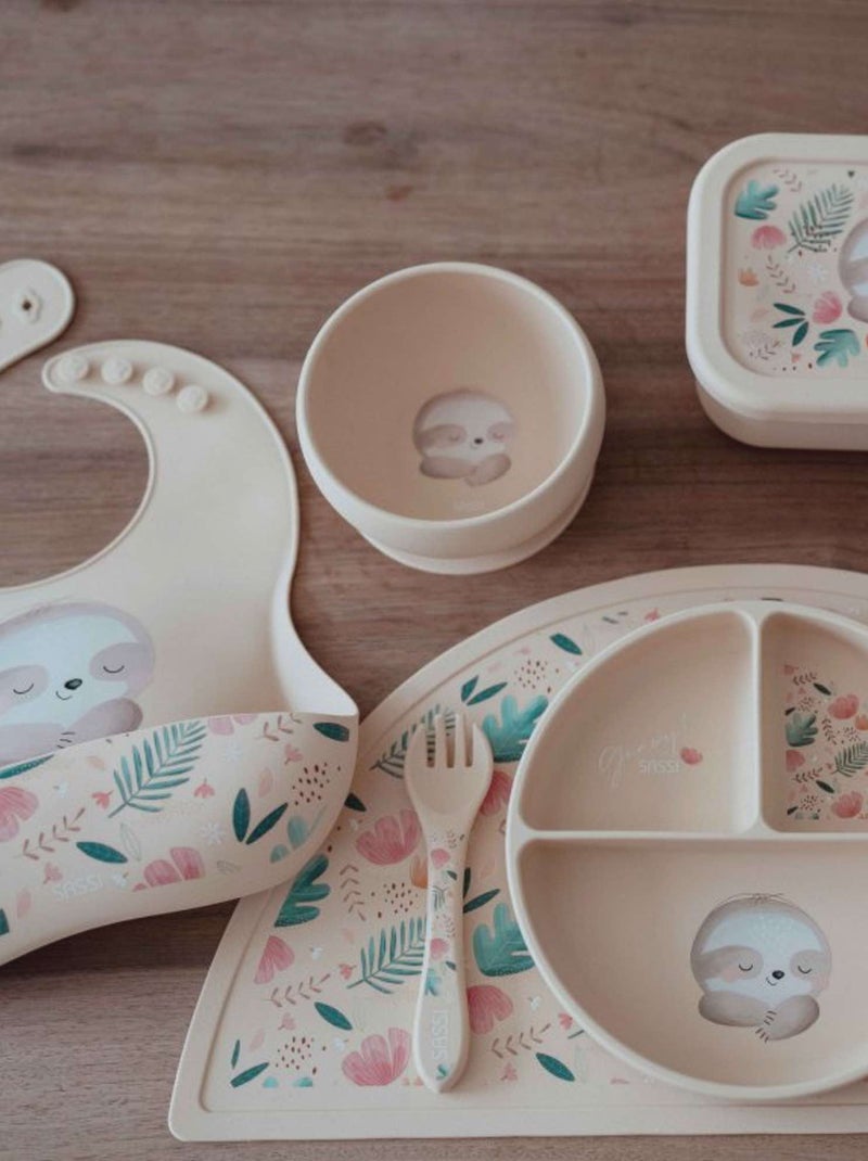 Slabbetje met opvangbakje van siliconen - dieren Beige - Kiabi