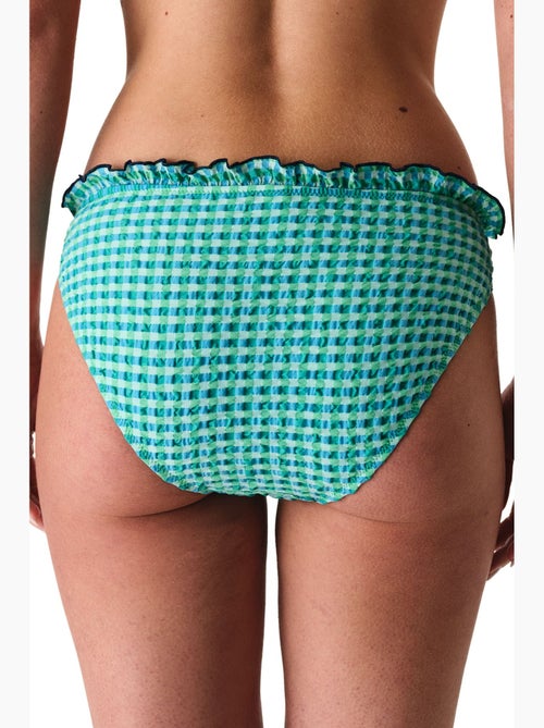 Slainie bikinibroekje met ruitjesprint, ruches, middelhoge taille penti - Kiabi